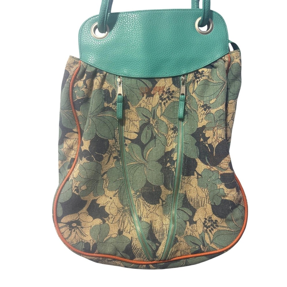 Skunkfunk SKFK Floral Tapestry Hobo Shoulder Bag Teal Faux Leather Trim Boho